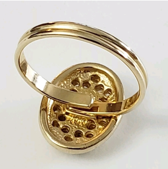 Vintage Sarah Coventry Goldtone Gold Tone  And ?Onyx Adjustable Ring Signed - Picture 4 of 6